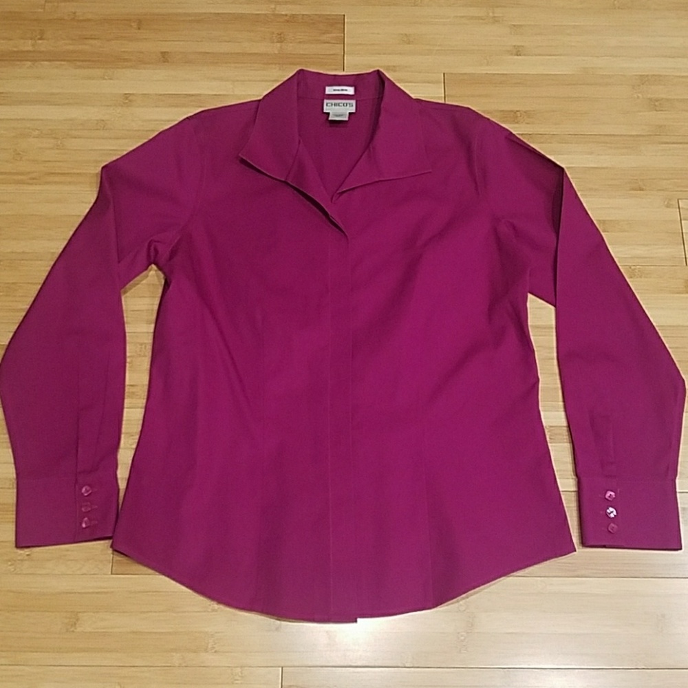 3 for 💲10!  Chico's No Iron Shirt Magenta Size 1